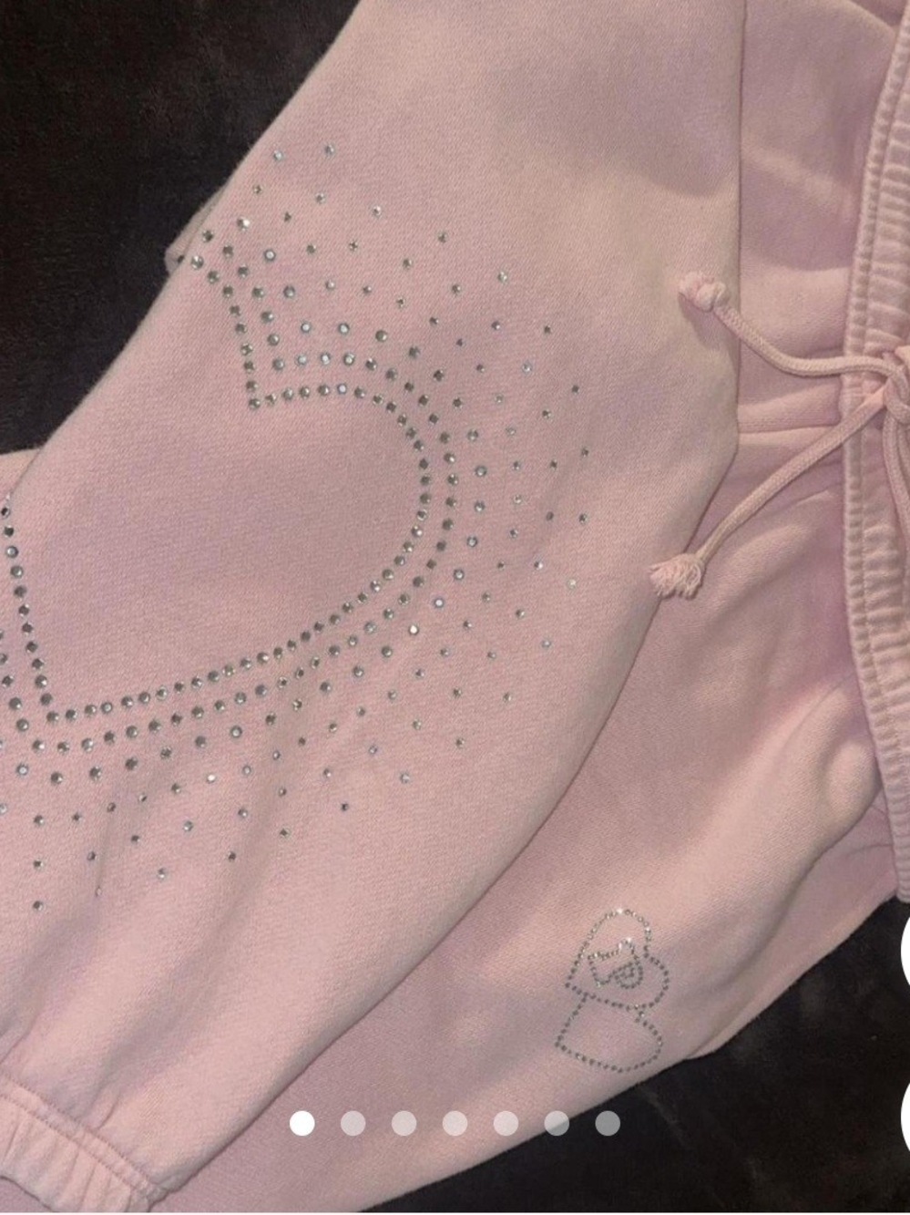 PINK Victoria's Secret Girls' Pink Rhinestone Heart Joggers